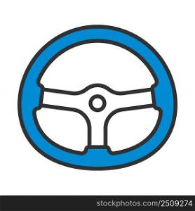 Icon Of Steering Wheel. Editable Bold Outline With Color Fill Design. Vector Illustration.