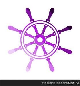 Icon Of Steering Wheel. Flat Color Ladder Design. Vector Illustration.