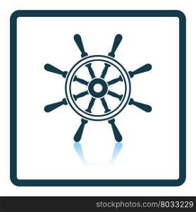 Icon of steering wheel . Shadow reflection design. Vector illustration.