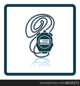 Icon of stopwatch. Shadow reflection design. Vector illustration.