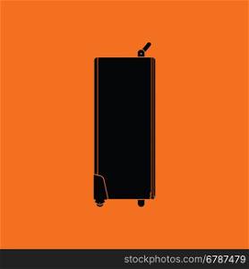 Icon of studio photo light bag. Orange background with black. Vector illustration.