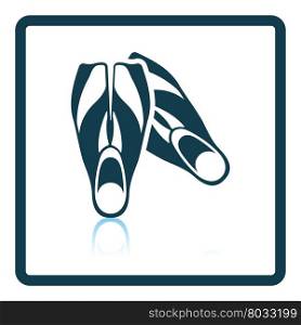 Icon of swimming flippers . Shadow reflection design. Vector illustration.