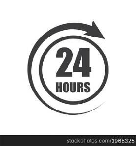 Icon of symbol, sign Open around the clock or 24 hours a day