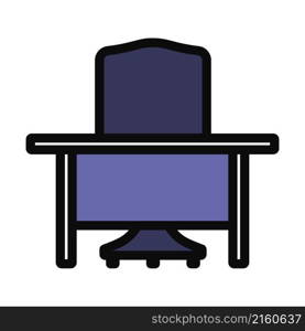 Icon Of Table And Armchair. Editable Bold Outline With Color Fill Design. Vector Illustration.