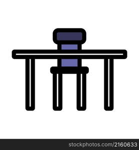 Icon Of Table And Chair. Editable Bold Outline With Color Fill Design. Vector Illustration.
