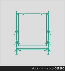 Icon of table for object photography. Gray background with green. Vector illustration.