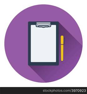 Icon of Tablet and pen. Flat design. Vector illustration.