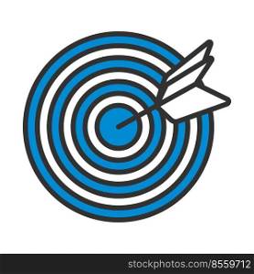 Icon Of Target With Dart. Editable Bold Outline With Color Fill Design. Vector Illustration.