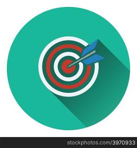 Icon of Target with dart. Flat design. Vector illustration.