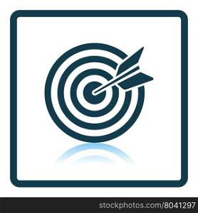 Icon of Target with dart. Shadow reflection design. Vector illustration.