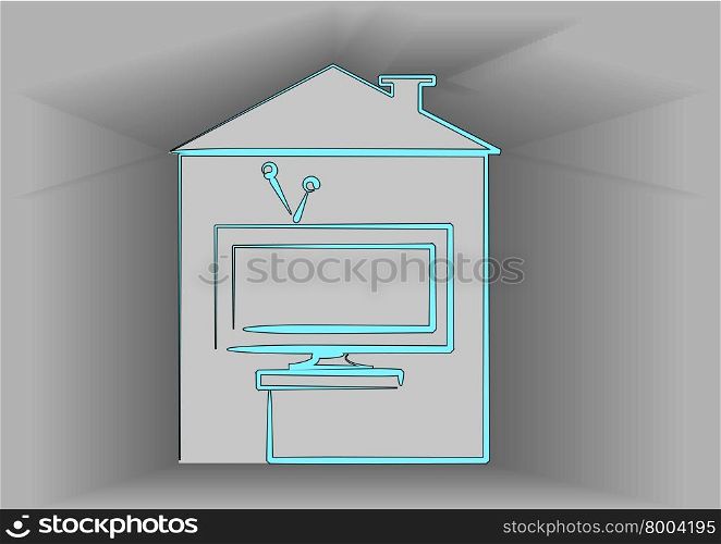 icon of television in flat color