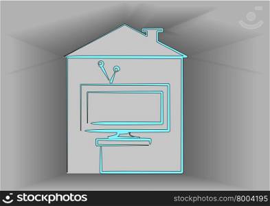 icon of television in flat color