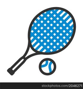 Icon Of Tennis Rocket And Ball. Bold outline design with editable stroke width. Vector Illustration.
