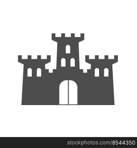  icon of the castle tower. The symbol of the old fortress. The defensive wall of the city. Flat style
