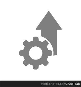Icon of the concept of production growth, productivity, technology or innovation. Gear and arrow. Vector illustration with a filled contour