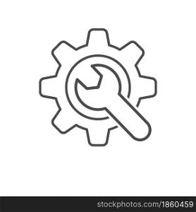 icon of the gear and wrench. Vector illustration for websites and applications. Flat style.