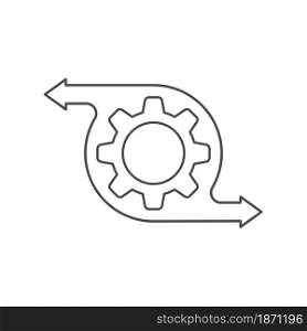 icon of the management or optimization process. The gear icon with directional arrows. Stock vector illustration.
