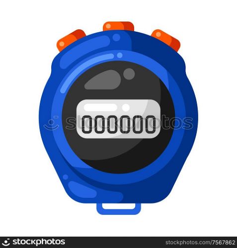 Icon of timer stopwatch in flat style. Stylized sport equipment illustration.. Icon of timer stopwatch in flat style.