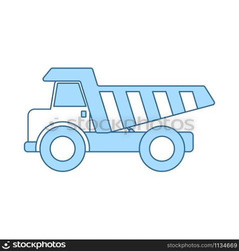 Icon Of Tipper. Thin Line With Blue Fill Design. Vector Illustration.