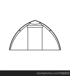 Icon of touristic tent. Thin line design. Vector illustration.