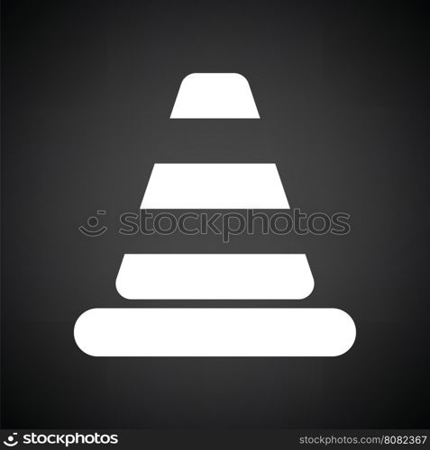 Icon of Traffic cone. Black background with white. Vector illustration.