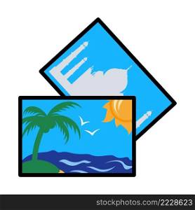 Icon Of Two Travel Photograph. Editable Bold Outline With Color Fill Design. Vector Illustration.