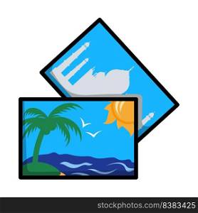 Icon Of Two Travel Photograph. Editable Bold Outline With Color Fill Design. Vector Illustration.
