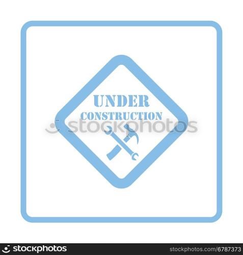 Icon of Under construction. Blue frame design. Vector illustration.