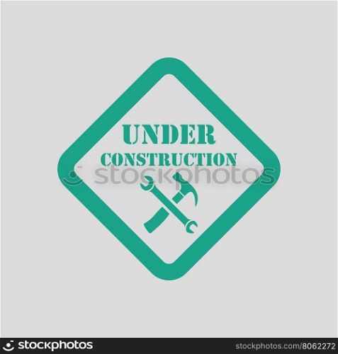 Icon of Under construction. Gray background with green. Vector illustration.