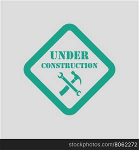 Icon of Under construction. Gray background with green. Vector illustration.
