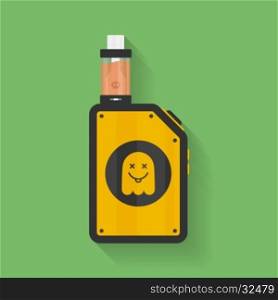 Icon of Vape device with ghost silhouette. Electronic cigarette with e-liquid. Vector Vaping symbol. Box mod with Rebuildable tank atomizer, clearomizer, cartomizer. Vector illustration