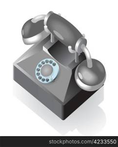 Icon of vintage phone. Vector illustration.