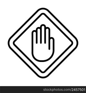 Icon Of Warning Hand. Bold outline design with editable stroke width. Vector Illustration.