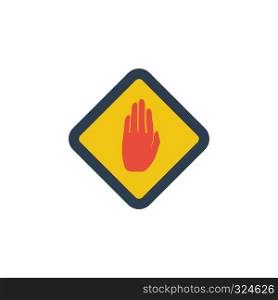 Icon of Warning hand. Flat design. Vector illustration.