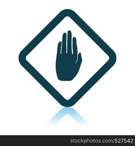 Icon Of Warning Hand. Shadow Reflection Design. Vector Illustration.