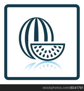 Icon of Watermelon. Shadow reflection design. Vector illustration.