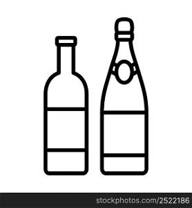Icon Of Wine And Champagne Bottles. Bold outline design with editable stroke width. Vector Illustration.