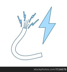 Icon Of Wire. Thin Line With Blue Fill Design. Vector Illustration.