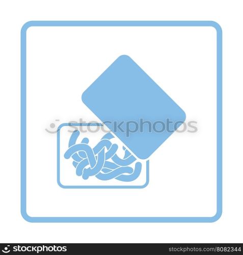 Icon of worm container. Blue frame design. Vector illustration.