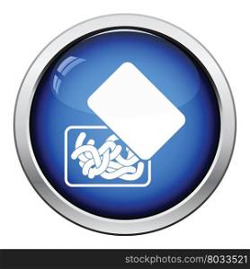 Icon of worm container. Glossy button design. Vector illustration.