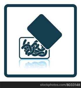 Icon of worm container. Shadow reflection design. Vector illustration.