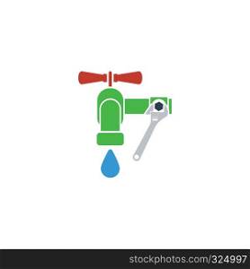Icon of wrench and faucet. Flat design. Vector illustration.