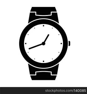 Icon of wrist watch. Symbol of hand clock. Illustration of timepiece, chronometer