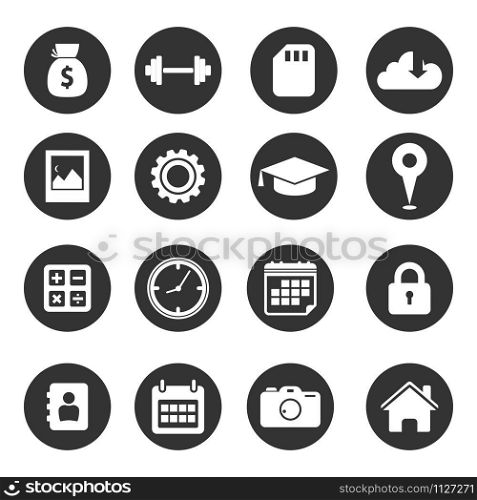 Icon Pack. 16 Icon For Mobile App. Set Of Icon Mobile And Web App. Finance Icon, Bussines Icon, Mobile App Icon, Web Icon, Education app Icon. EPS10