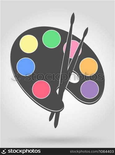 icon palette for paints and brush vector illustration isolated on grey background