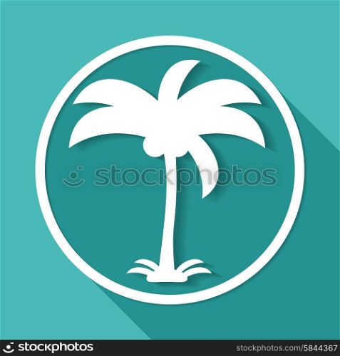 Icon Palm trees on white circle with a long shadow