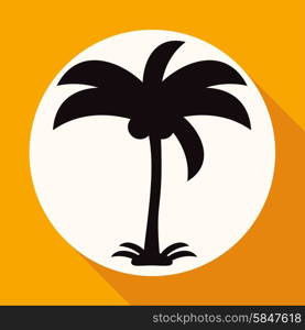 Icon Palm trees on white circle with a long shadow