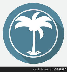 Icon Palm trees on white circle with a long shadow