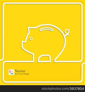 Icon Pig piggy bank. Symbol of conservation and enhancement funds. Contour vector illustration
