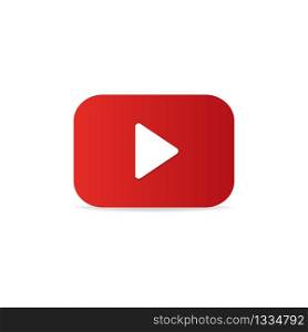 Icon play and watch videos. Button to watch the video in red. Vector illustration EPS 10